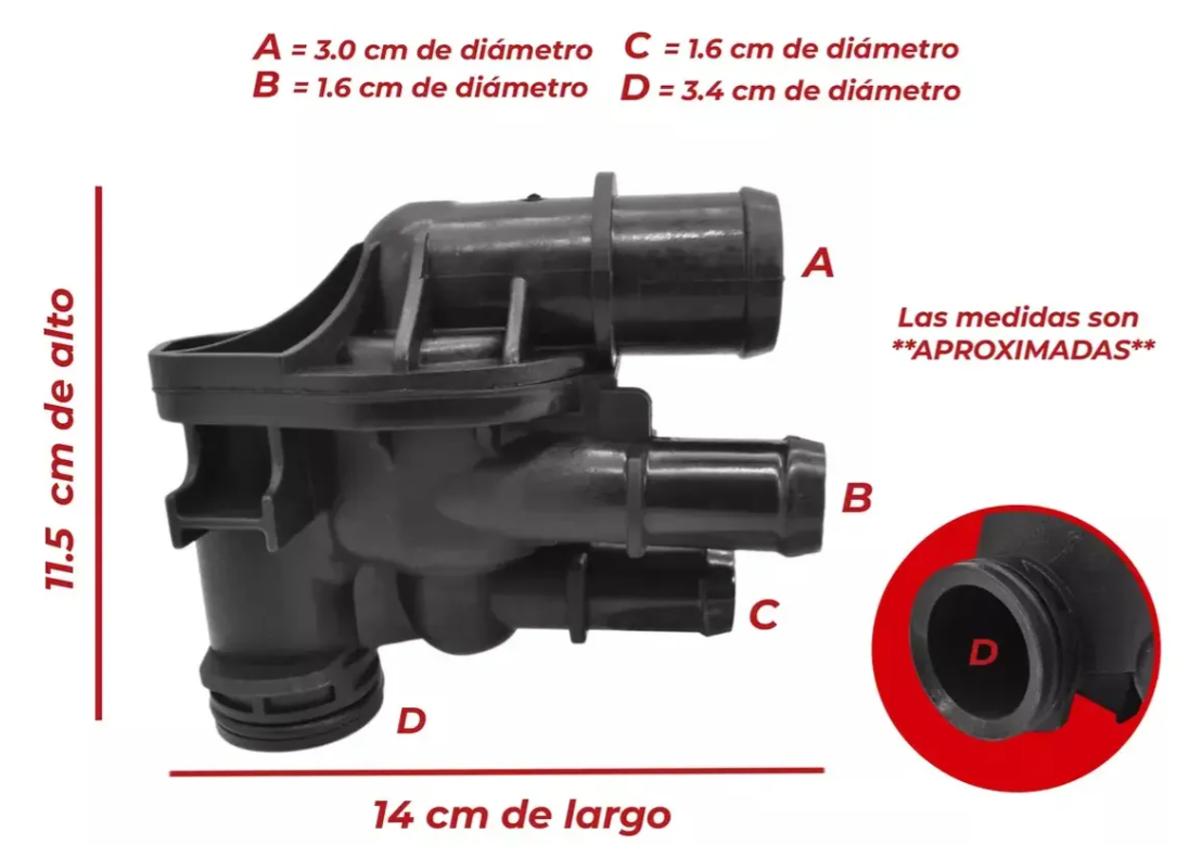 Toma De Agua Con Termostato Para Escape 17-19 Fusion 14-19 1.5l