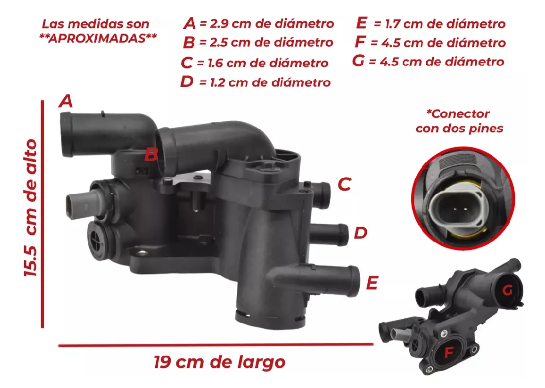 Toma De Agua Con Termostato Y Sensor Para Seat Ibiza 1.6l 03-08