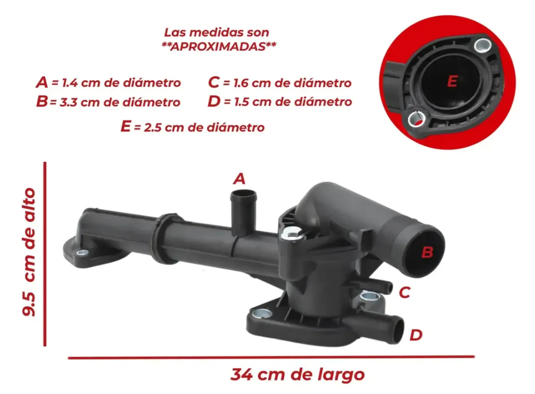 Toma De Agua Con Termostato Para Dodge I10 1.1l 12-14