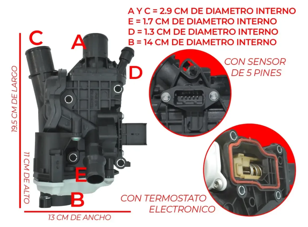 Toma De Agua Con Termostato Electrónico Para Peugeot Expert 3008 2.0l