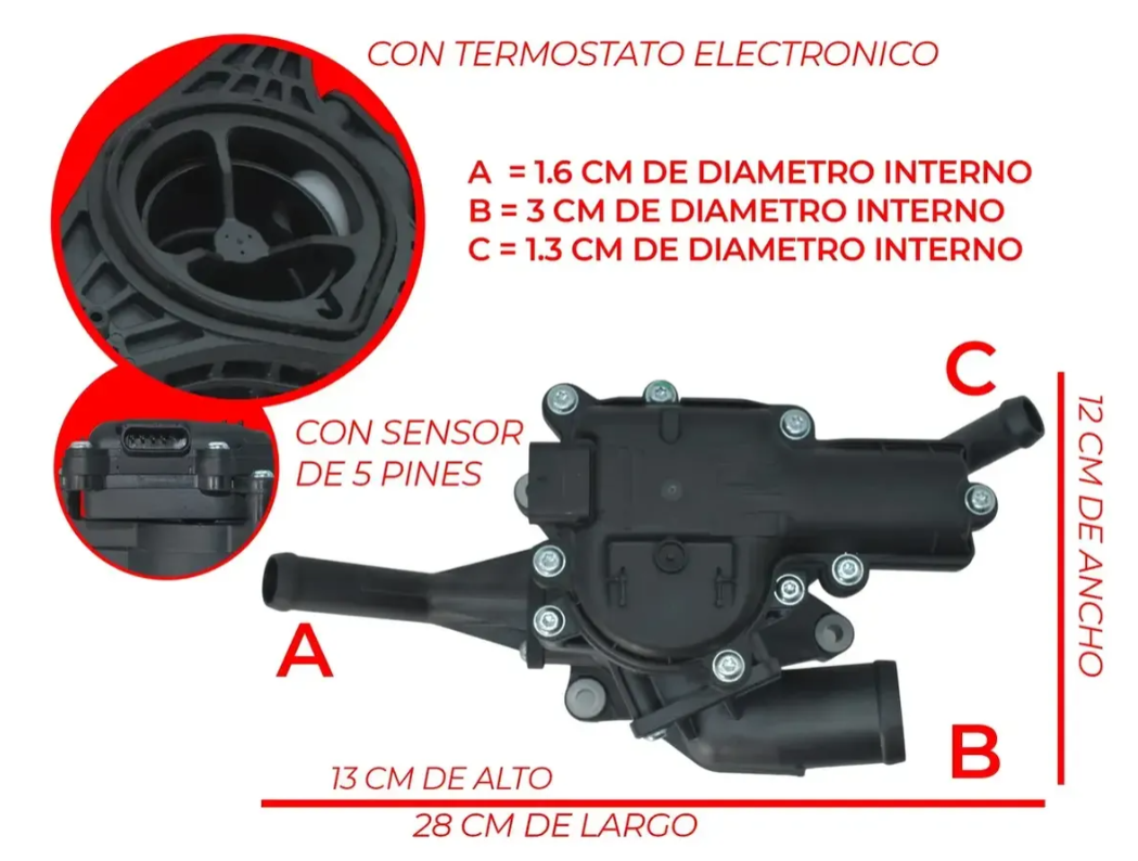 Toma De Agua Con Termostato Electrónico Para Kia Rio 1.6l 18-23