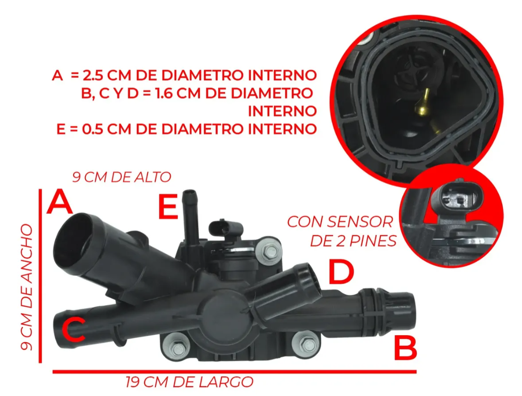 Toma De Agua Con Sensor Para Chevrolet Onix / Tracker Turbo 1.2