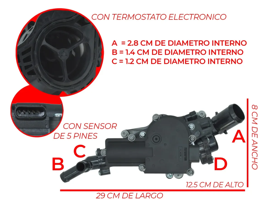 Toma De Agua Con Termostato Electrónico Para Mazda 3/ 6/ Cx-3