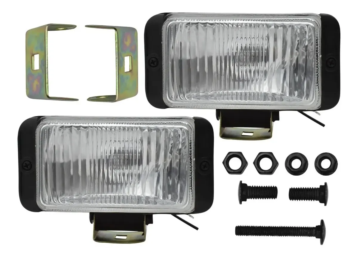 Juego Faros Antiniebla Automotrices Rectangulares Luz Blanca Universal