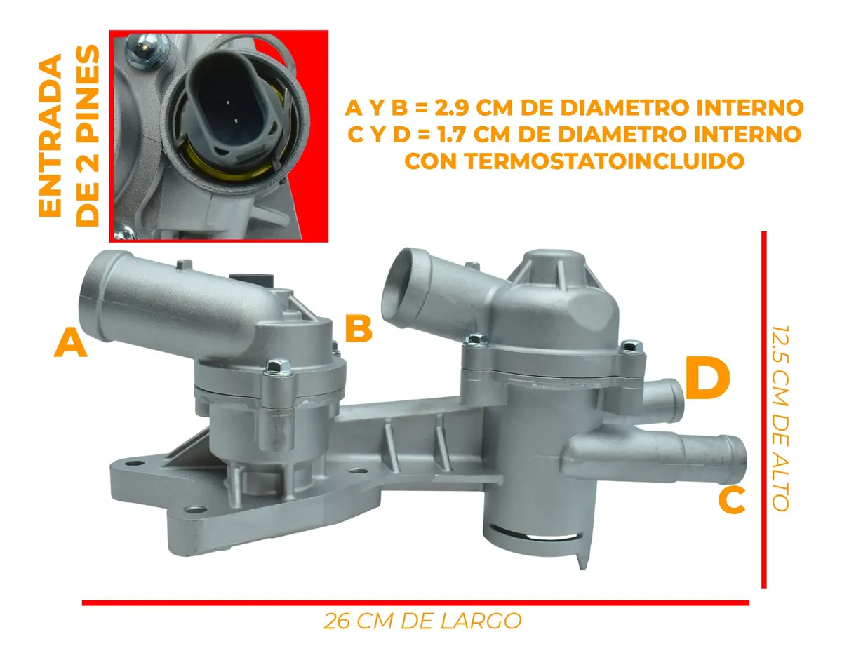 Toma Agua Con 2 Termostato Sensor Para Ibiza 1.6l 2014-2018