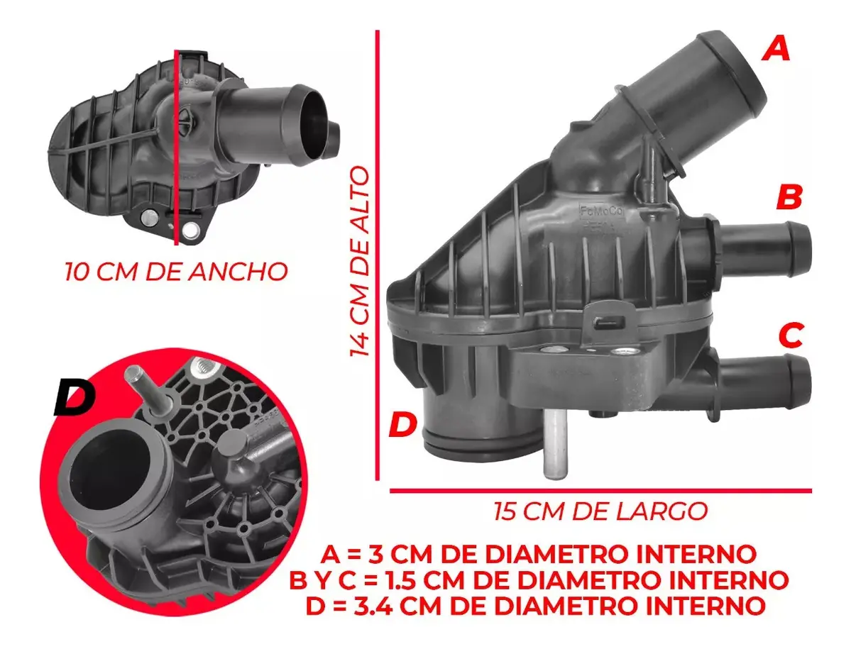 Termostato Toma Agua Para Ford Figo 1.5l 3cil 2019 2022